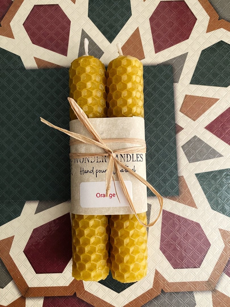 Set of 2 Russian Traditional Candles, Beeswax Orange - Wonder Candles