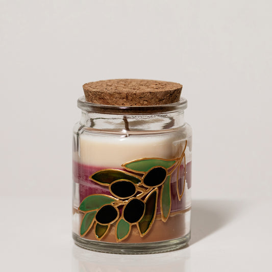 Olive Branch Hand painted Candle, Musk Pomegranate Coffee - Wonder Candles
