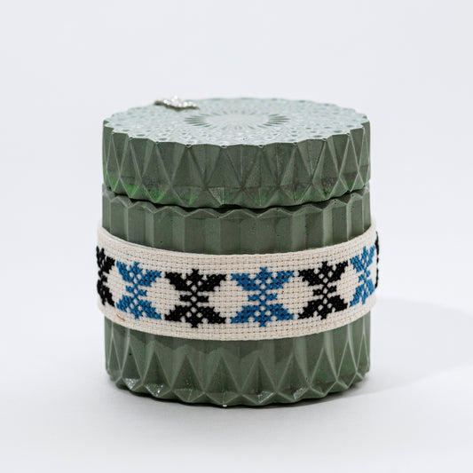 Stone Candle with Embroidered Belt, Pomegranate with Citrus - Wonder Candles