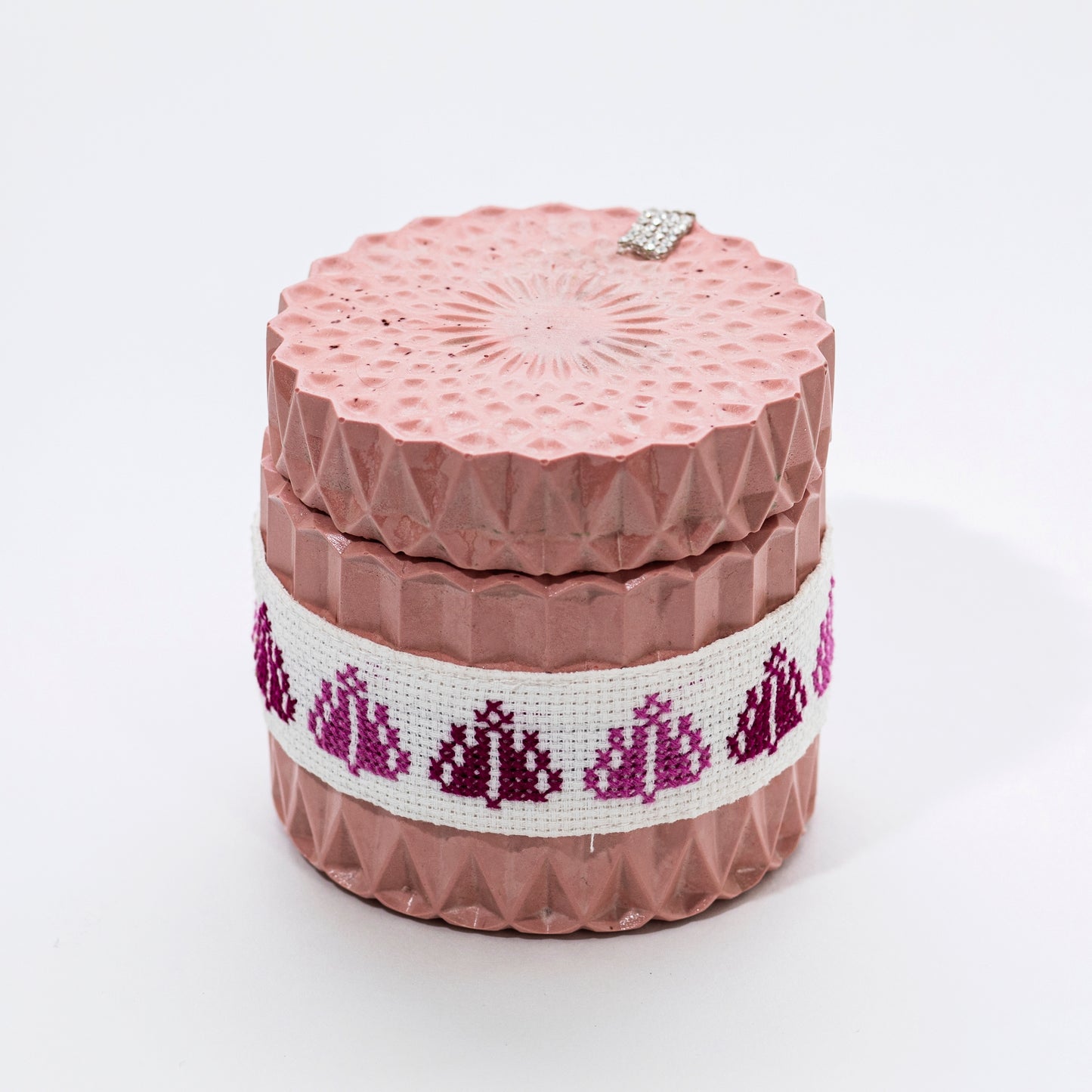Stone Candle with Embroidered Belt, Pomegranate with Citrus - Wonder Candles