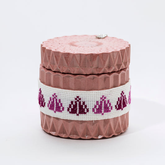 Stone Candle with Embroidered Belt, Pomegranate with Citrus - Wonder Candles
