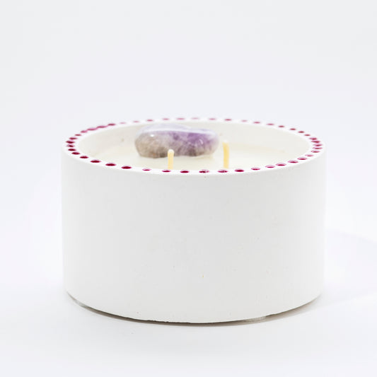 Energy Cleansing XL Candle in Stone, Musk with Flowers and Citrus - Wonder Candles