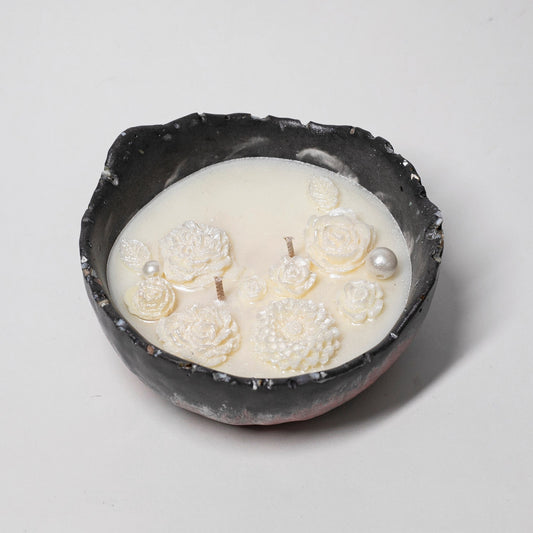 Artisan Candle in Stone, Pearls Collection, Sandalwood, 300ml - Wonder Candles