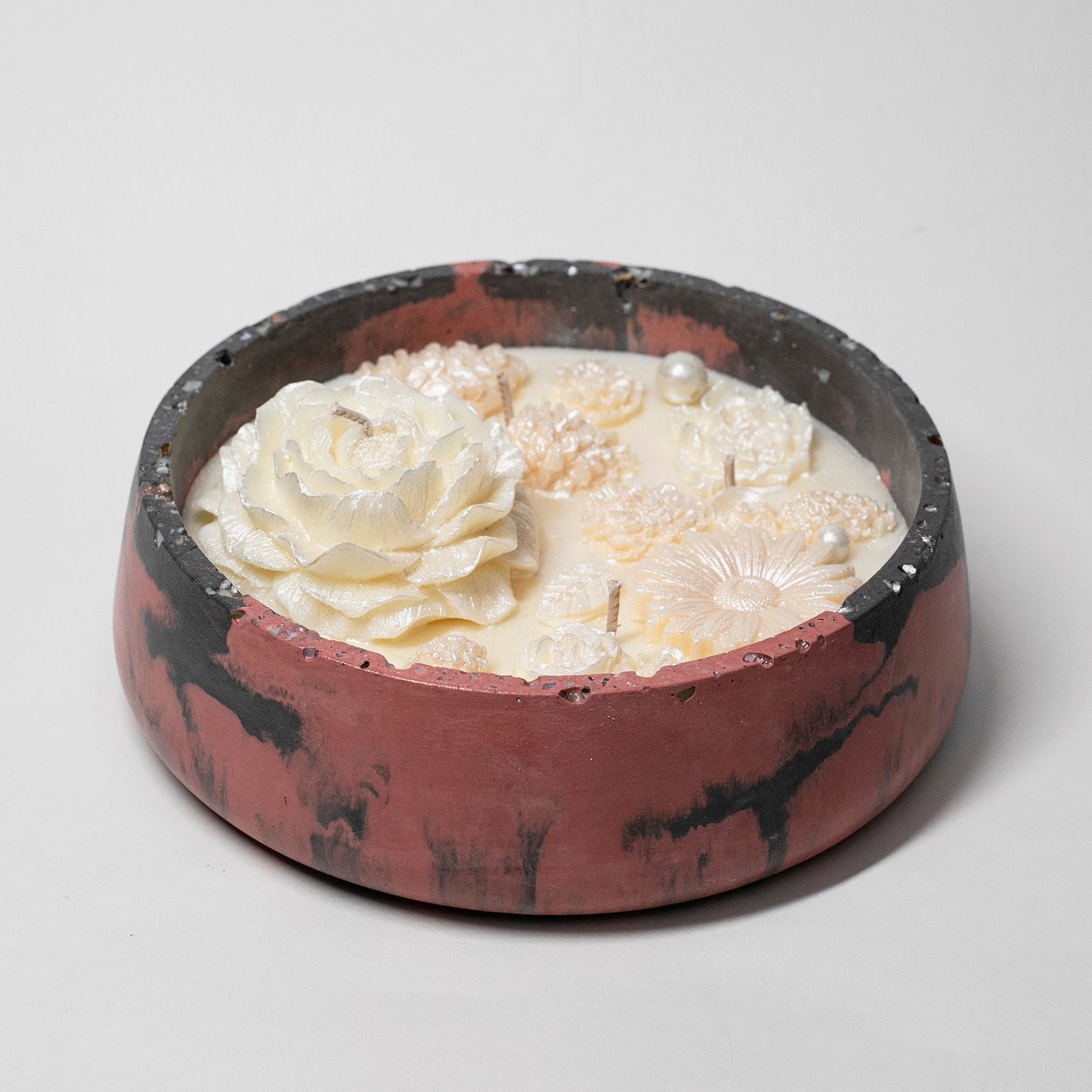 Big Artisan Candle in Stone, Pearls Collection, Midnight Pomegranate, 500ml - Wonder Candles