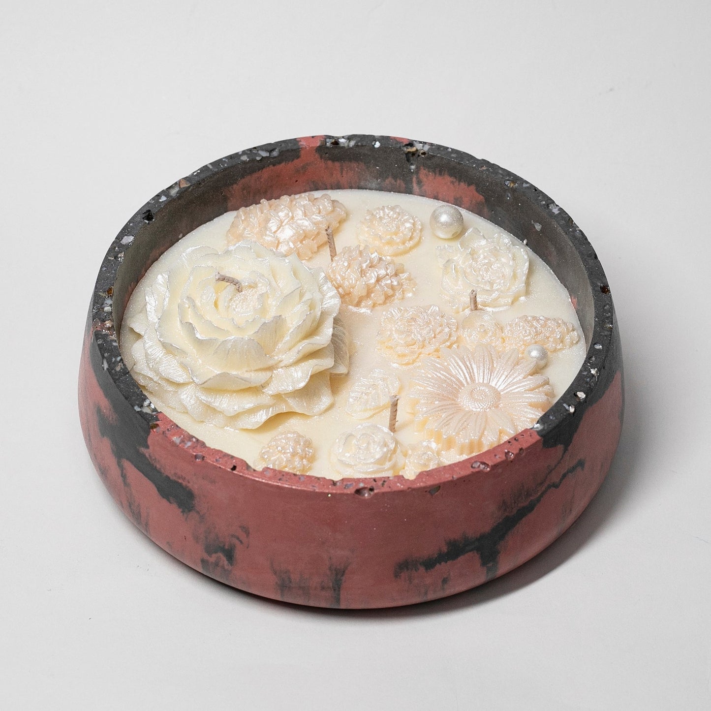 Big Artisan Candle in Stone, Pearls Collection, Midnight Pomegranate, 500ml - Wonder Candles