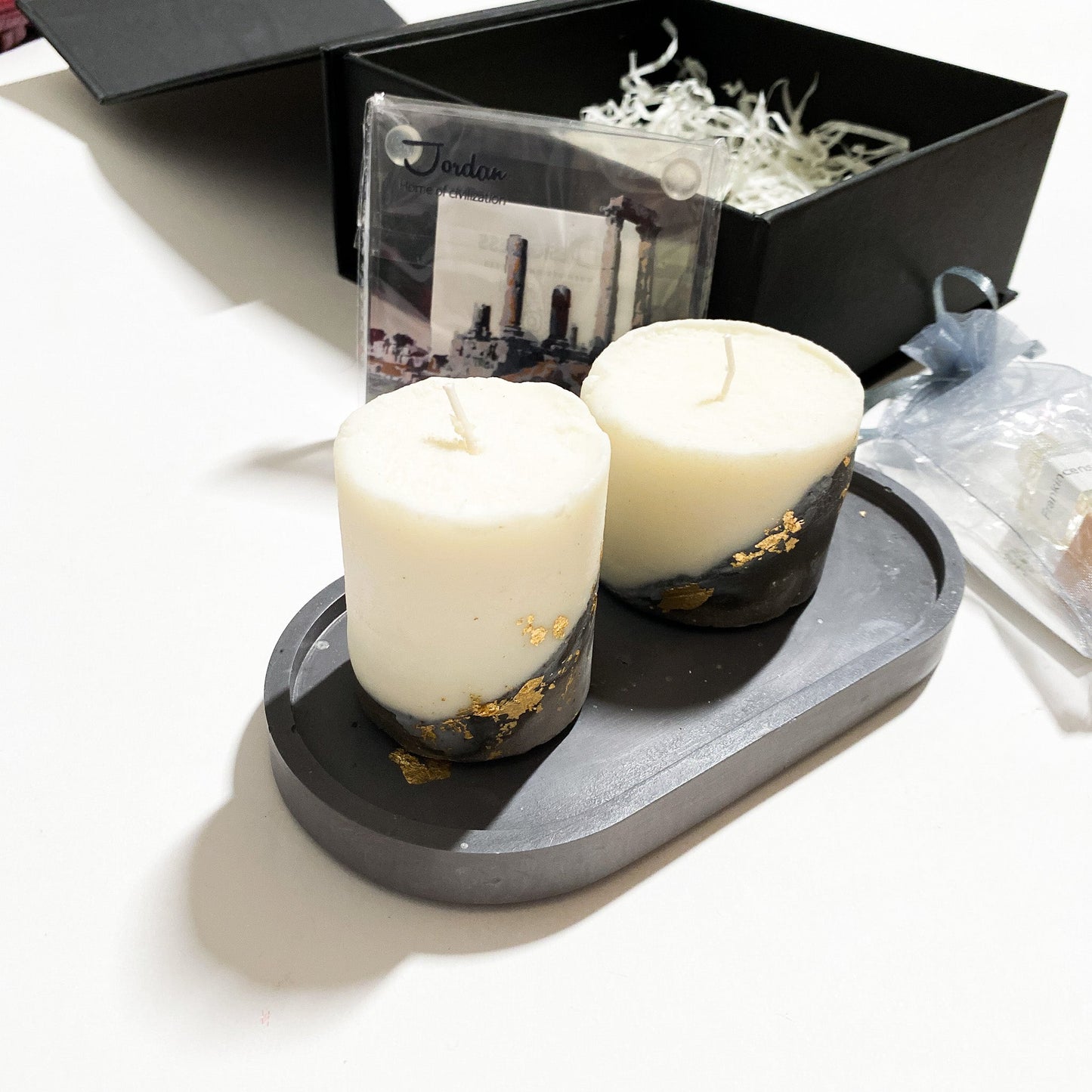 Gift Box with Candles, Car Perfume and Coaster - Wonder Candles