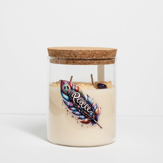 ‘Peace’ Collection Candle in Big Jar, Apple with Cinnamon, 380ml - Wonder Candles