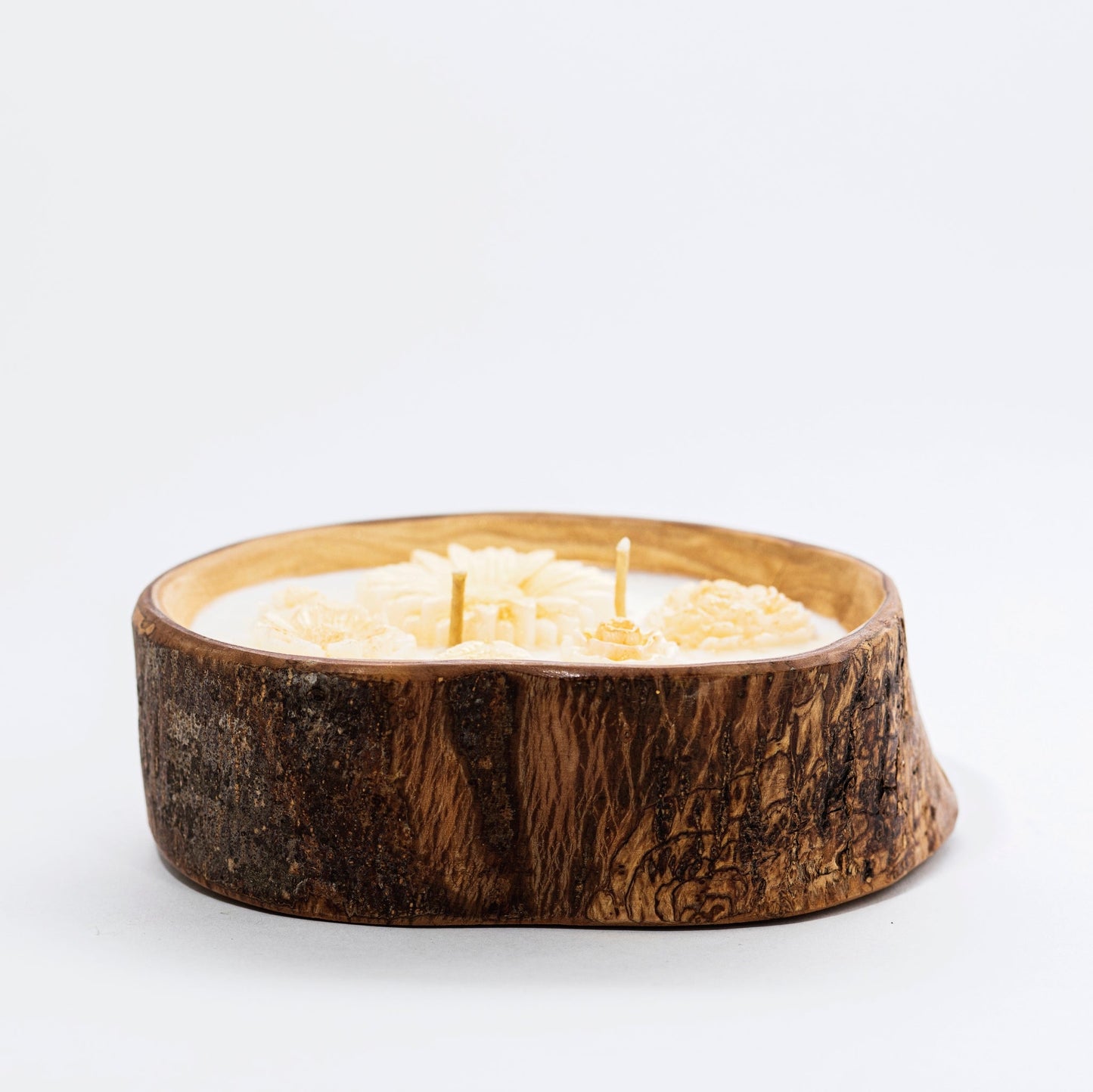 Soy candle in Olive Wood Bowl, Lavender with Herbs (Stress Relief) - Wonder Candles
