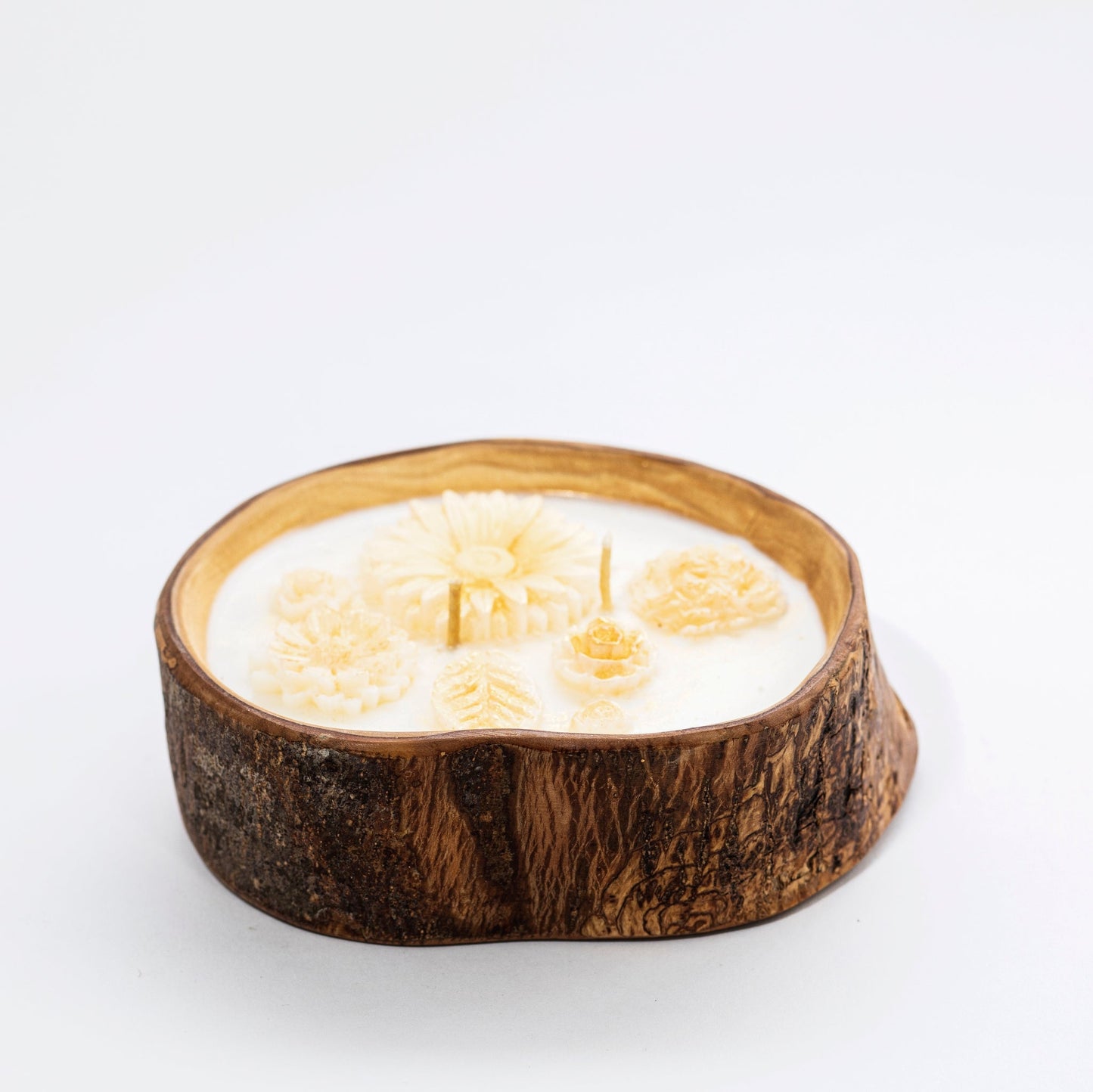 Soy candle in Olive Wood Bowl, Lavender with Herbs (Stress Relief) - Wonder Candles