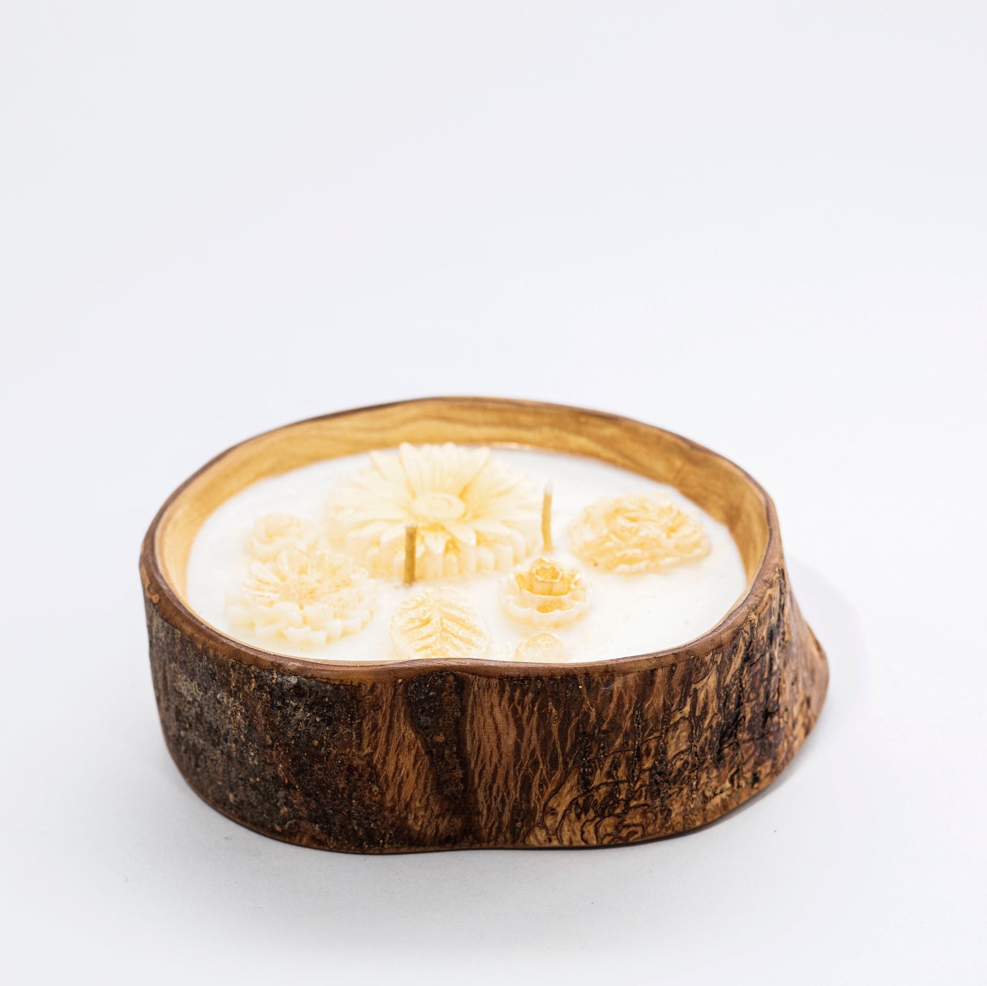 Soy candle in Olive Wood Bowl, Lavender with Herbs (Stress Relief) - Wonder Candles