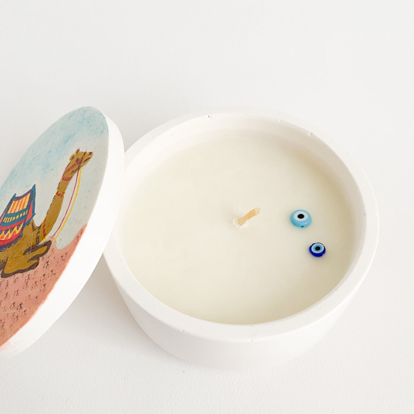 Candle in Stone, Hand Painted Camel, JORDAN Collection, Lemongrass