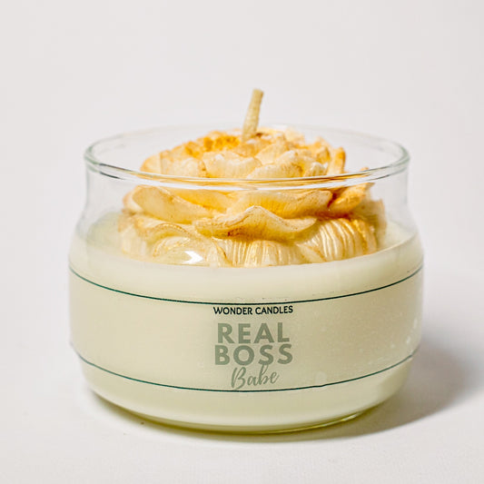 ‘Real Boss Babe’ Candle in Big Jar, Orchids