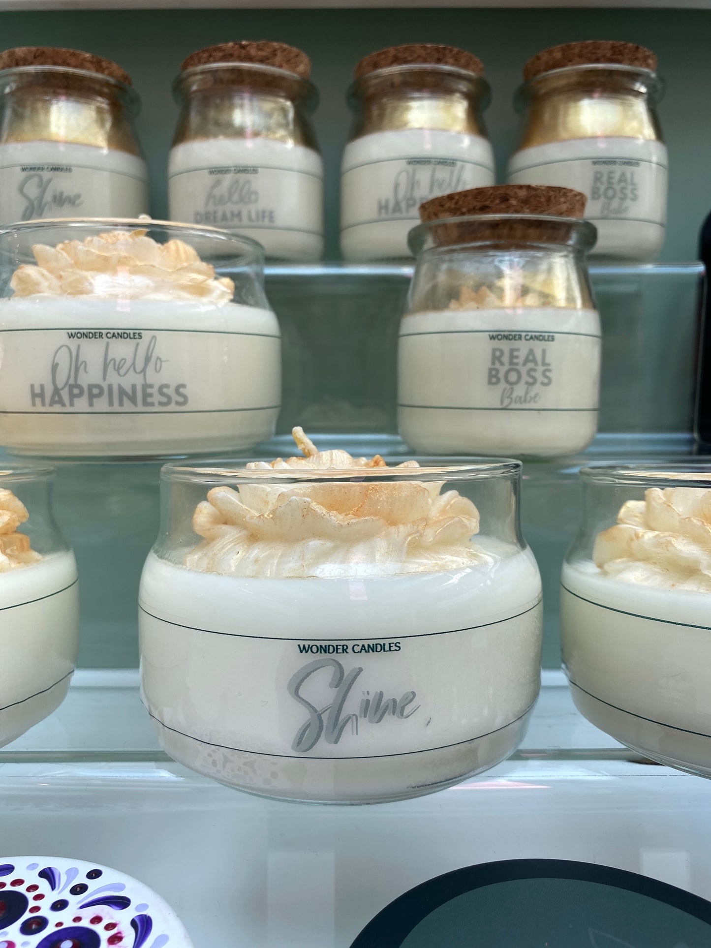 ‘Hello Happiness’ Candle in Small Jar, Vanilla Caramel - Wonder Candles