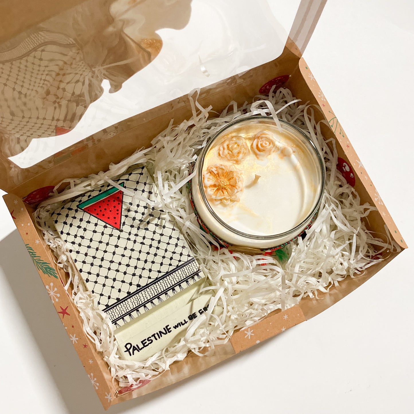 Festive Gift Box with Candle and Phone Stand