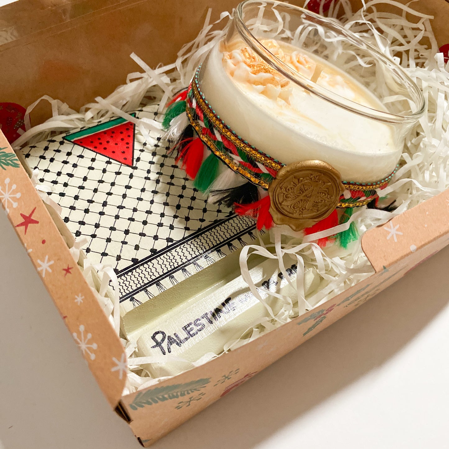 Festive Gift Box with Candle and Phone Stand