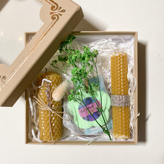 Small Gift Box with Beeswax Candles