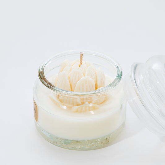 Serenity Candle, Clear Crystal, White Honey with Amber