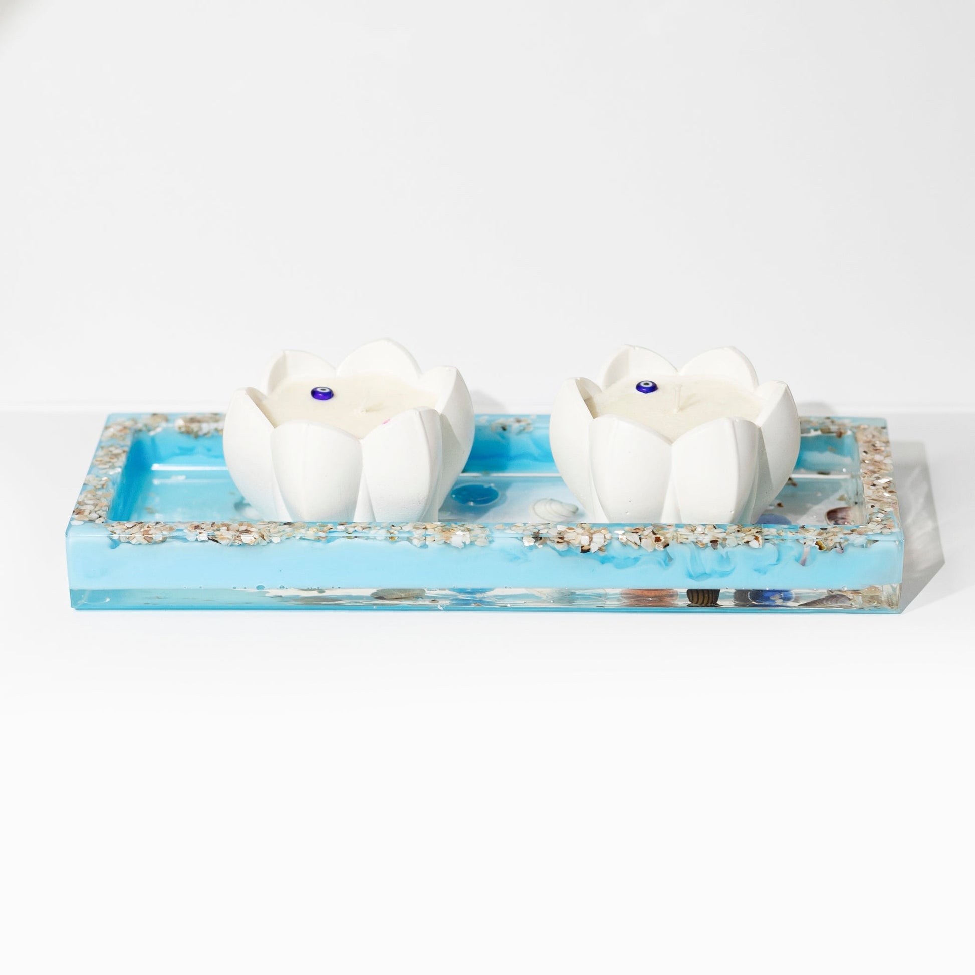 Resin Tray + 2 Lotus Candles Set - Wonder Candles