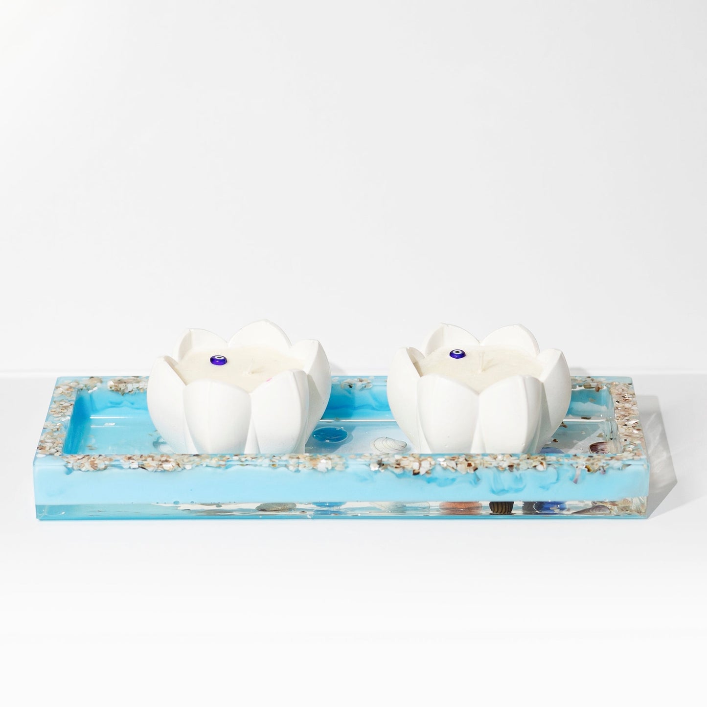 Resin Tray + 2 Lotus Candles Set - Wonder Candles