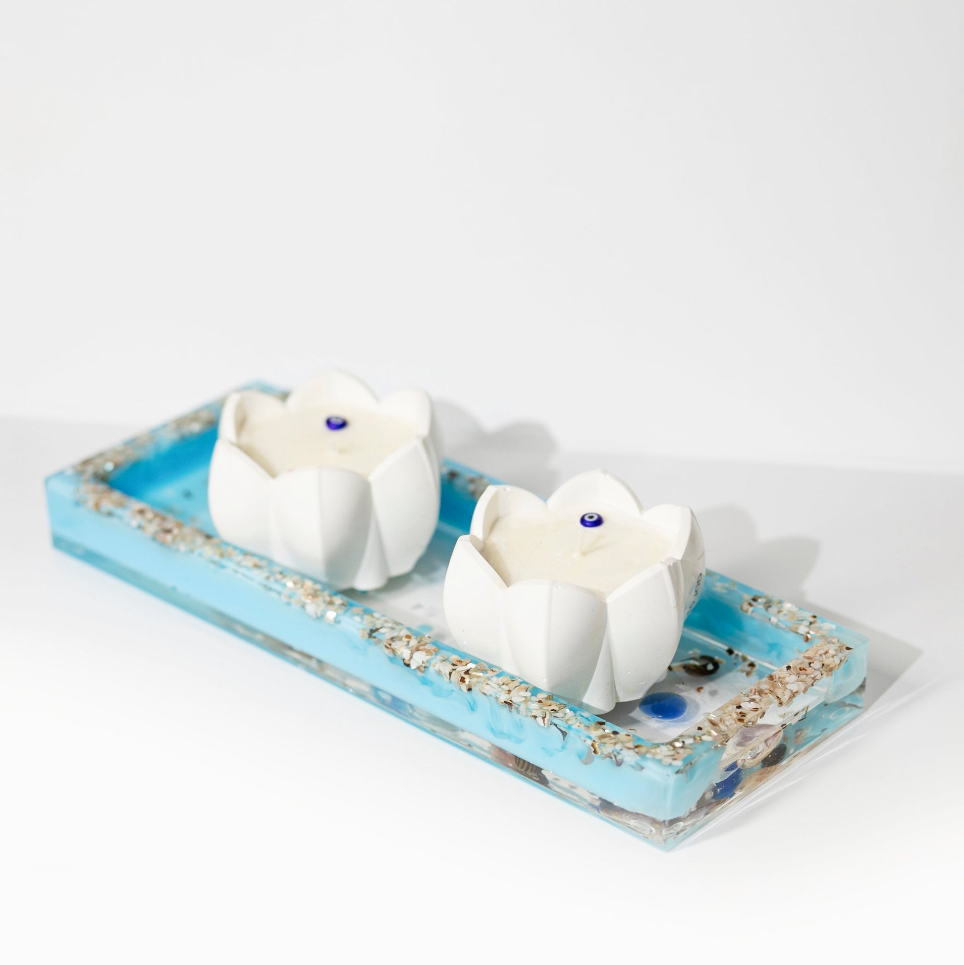 Resin Tray + 2 Lotus Candles Set - Wonder Candles